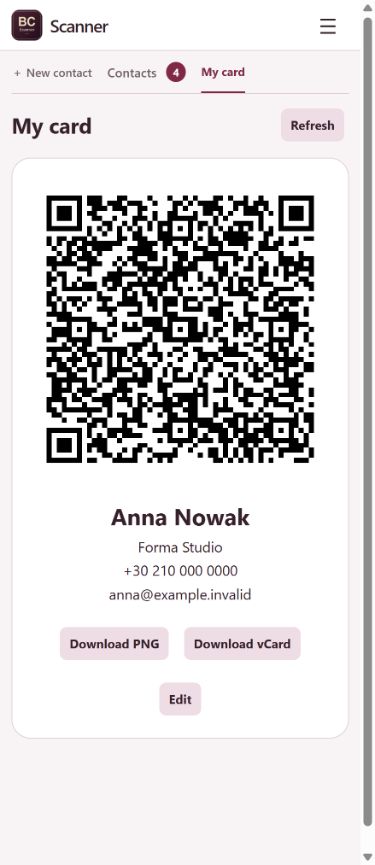 My business card — BC Scanner